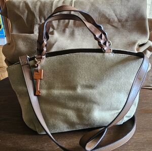 Vintage Fossil Shoulder Bag with Leather Details